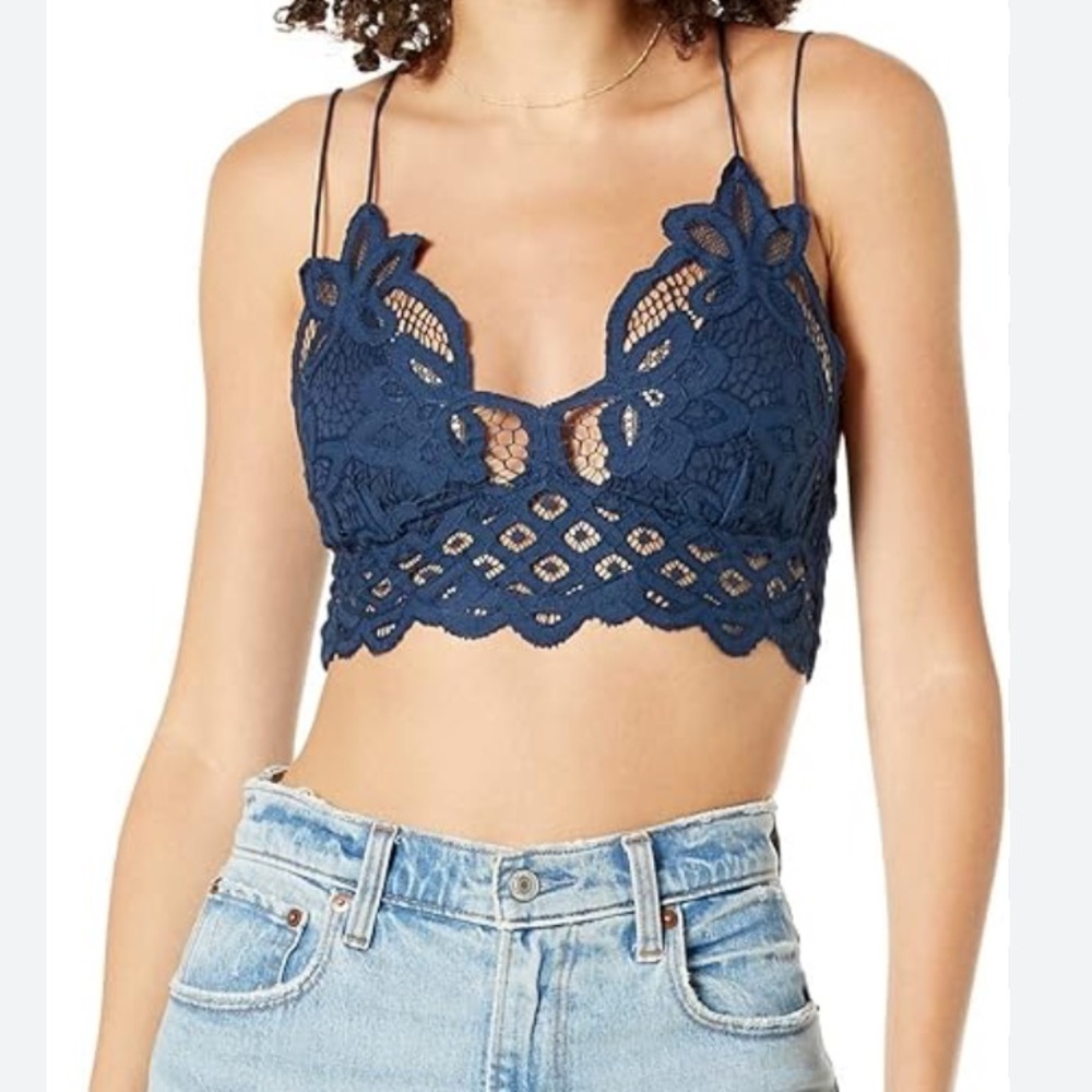 Fp one  blue Lace Bralette Top